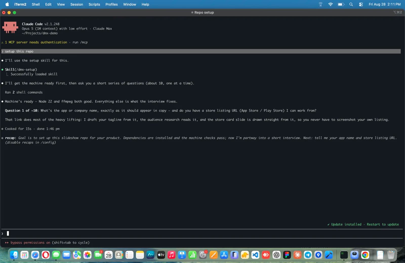 Terminal screenshot: You open the code you just downloaded