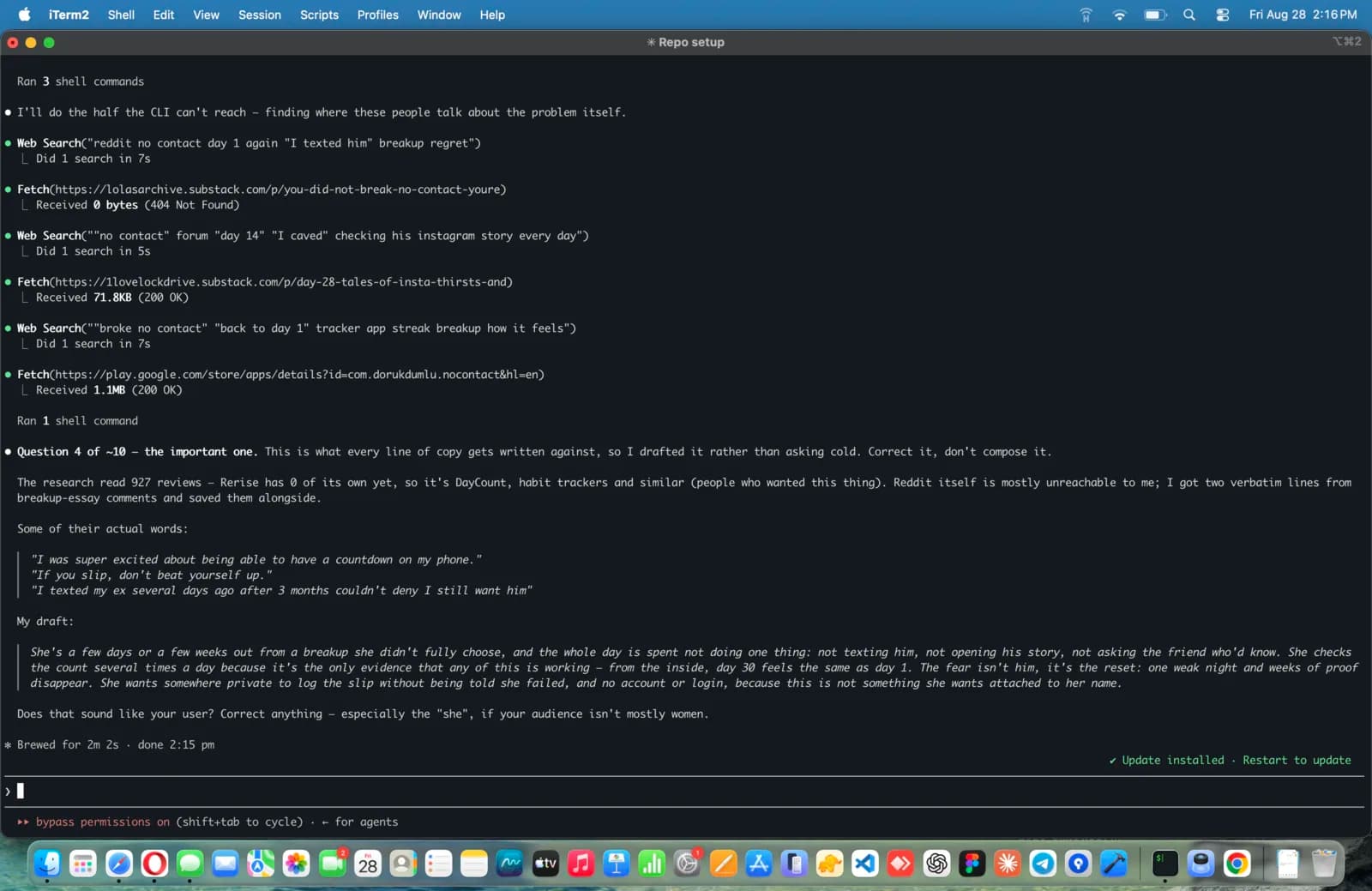 Terminal screenshot: It does the ICP research for you