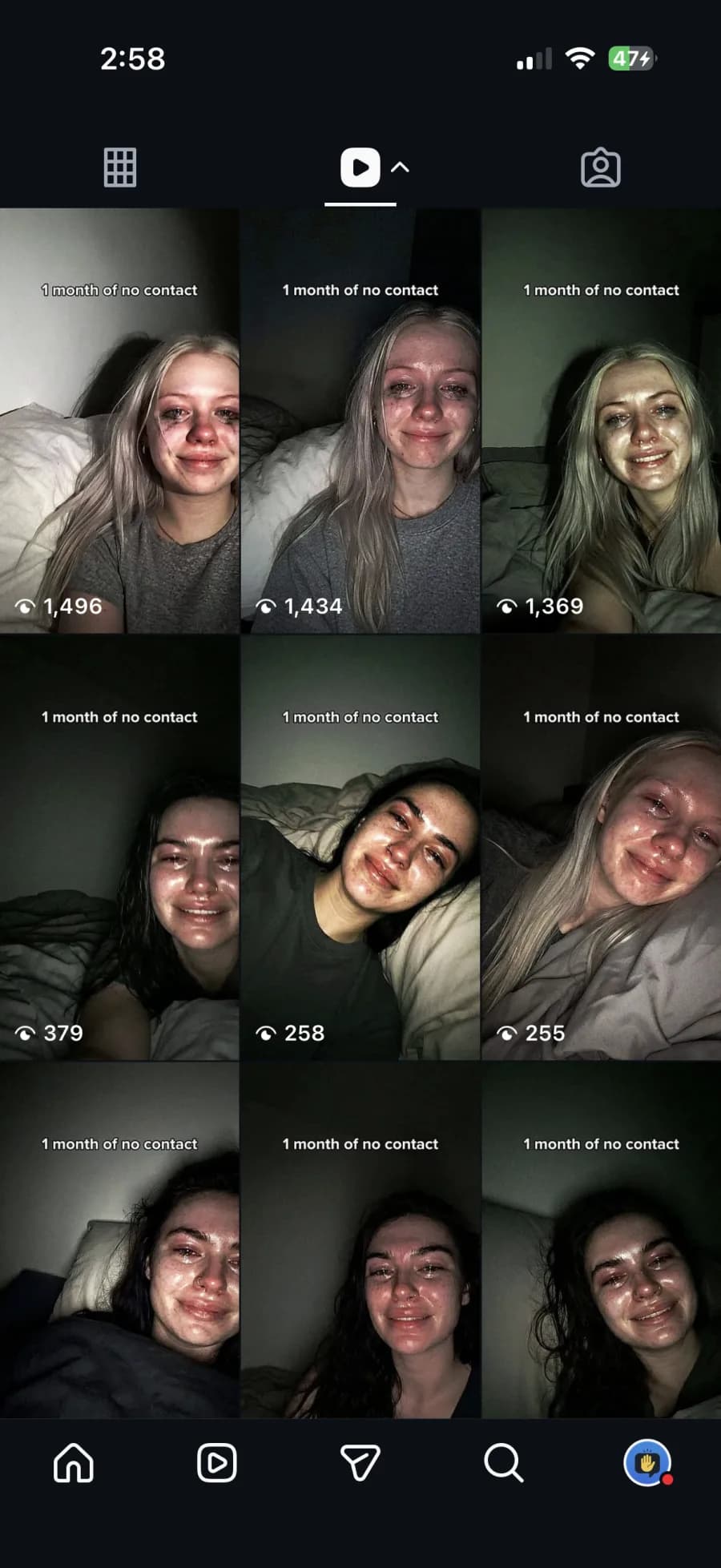 Profile grid for the automated account an Instagram reels grid