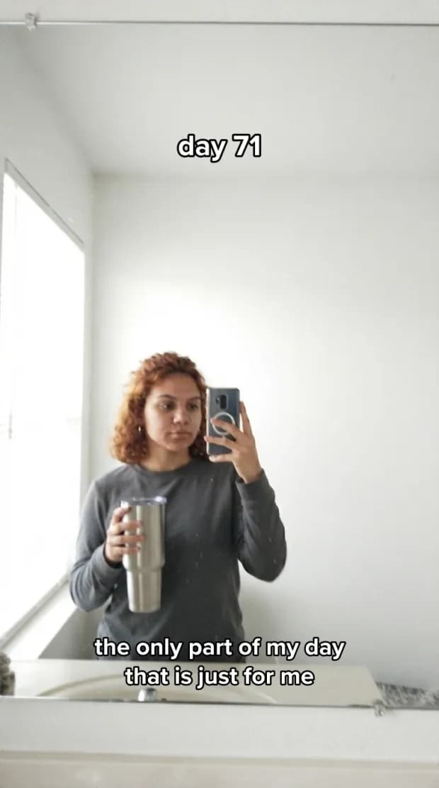 Slide 01 of a generated slideshow: balancing my job and my health with a routine that actually fits my life