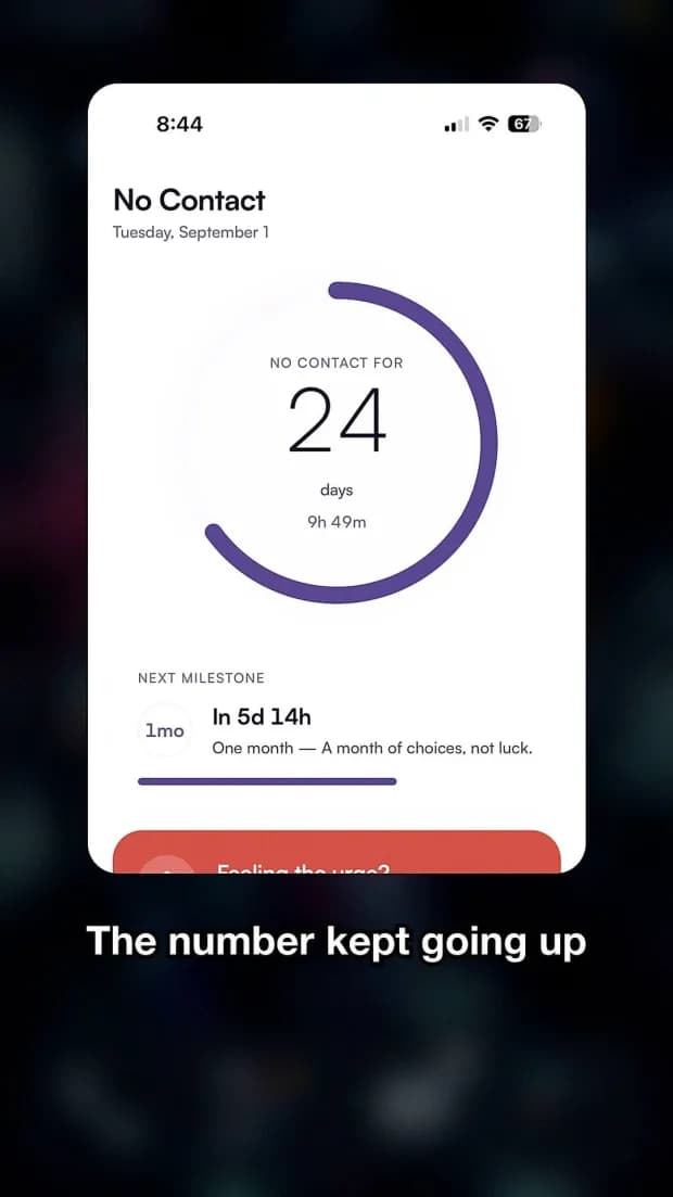 Slide 05 of a generated slideshow: 1 month of no contact